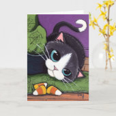 Het Pet van de Heksen van de Kat van de smoking & Kaart (Gele Bloem)