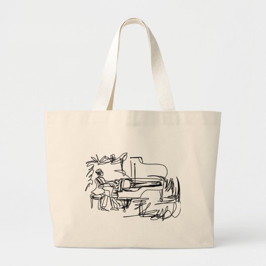 Het Pianist-thema Piano Grote Tote Bag (Voorkant)