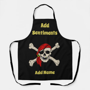 Het Pirate Ontwerp geeft en voegt tekst, Schort to