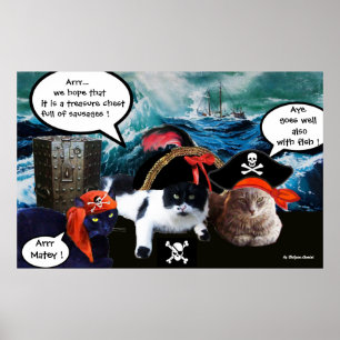 HET PIRATEN VAN DE KATTEN VAN DE PIRAAT EN SCHIP I POSTER