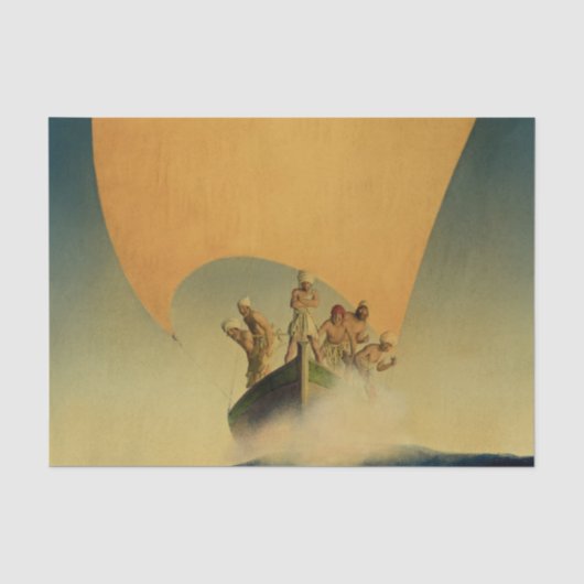 “Het Piratenschip” door Maxfield Parrish Tissuepapier (Voorkant)