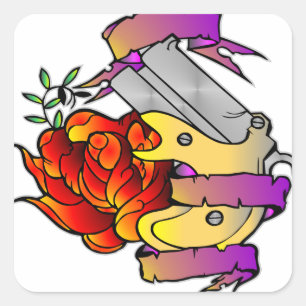 Het pistool nam Tattoo toe Vierkante Sticker