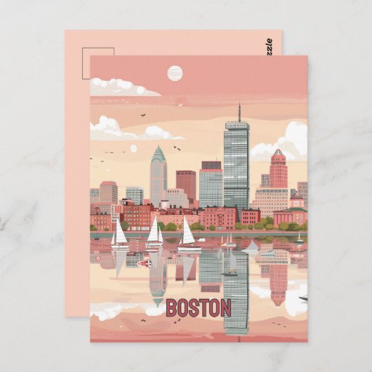 Het pittoreske Uitzicht van de skyline van Boston Briefkaart (Voorkant / Achterkant)