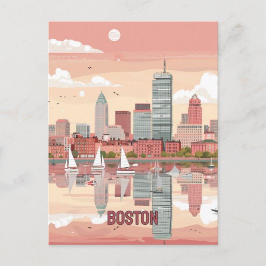Het pittoreske Uitzicht van de skyline van Boston Briefkaart (Voorkant)