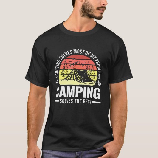 Het plaatsen Camping lost Mijn Problemen Scouting T-shirt (Voorkant)