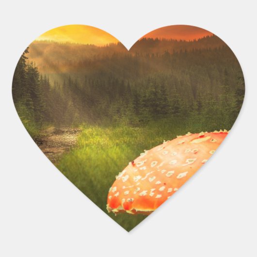 Het plaatsen van de Zon van de Autumn. Hart Sticker (Voorkant)