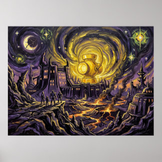 Het planeet Qward sterrenhemel landschap Poster