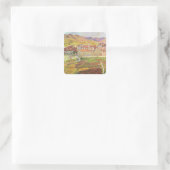 Het platteland vierkante sticker (Tas)