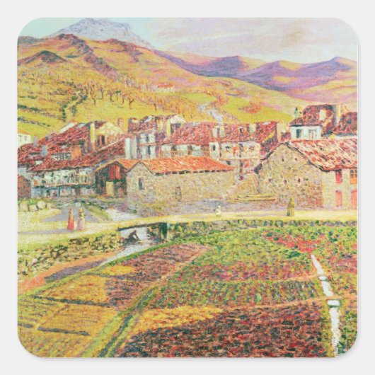 Het platteland vierkante sticker (Voorkant)