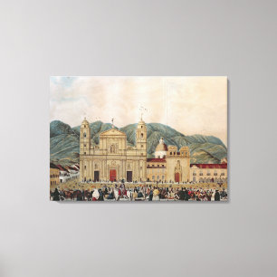 Het Plaza de Bolivar, Bogota, 1837 Canvas Afdruk