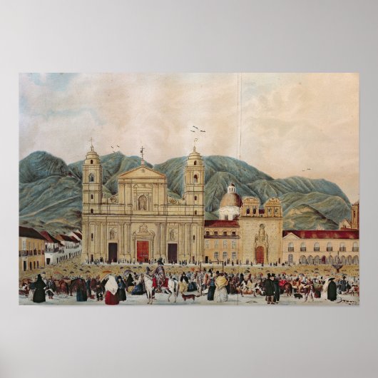 Het Plaza de Bolivar, Bogota, 1837 Poster (Voorkant)