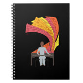 Het plezier om pianoillustratie te spelen (zwart) notitieboek (Voorkant)