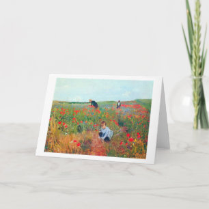 Het plukken van bloemen in een veld, Mary Cassatt Kaart