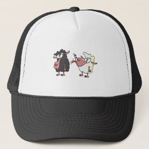 het plukken van de zwarte cartoon trucker pet