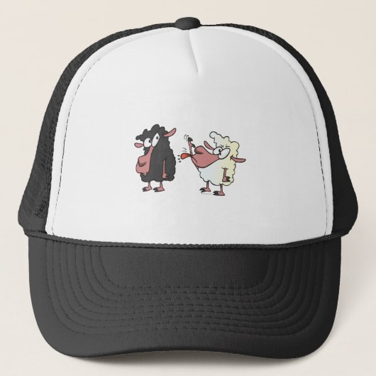 het plukken van de zwarte cartoon trucker pet (Voorkant)
