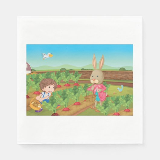 Het plukken van groenten papieren servetten (Voorkant)