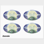 HET POMPOEN MAN, FOLK ART HALLOWEEN STICKERS Ovaal (Vel)