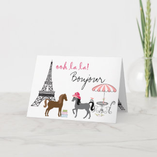 Het  Ponies Paris Horse Wenskaart Kaart