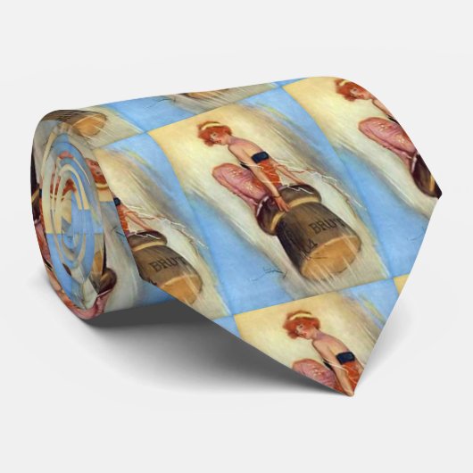 Het  pop-upmeisje van 1930 op Champagne Cork Stropdas (Opgerold)