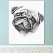 Het portret Pug | Cute Pug Dog Face Canvas Afdruk (Insitu (Houten vloer))