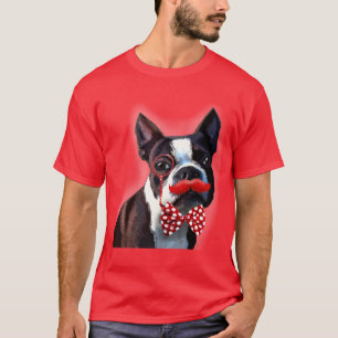 Het Portret van Boston Terrier met het Stropdas Re T-shirt
