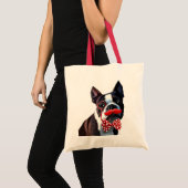 Het Portret van Boston Terrier met het Stropdas Re Tote Bag (Voorkant (product))
