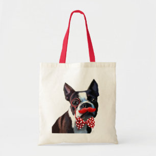 Het Portret van Boston Terrier met het Stropdas Re Tote Bag