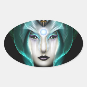 Het portret van Cyria ISO Black Ovale Sticker