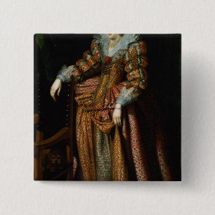 Het portret van een dame dat van de vierkante button 5,1 cm