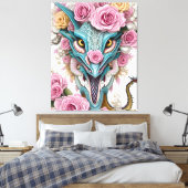 Het portret van een mooie roze roze drakenkop canvas afdruk (Insitu (Slaapkamer))