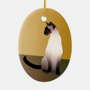 Het portret van een verzegelpunt Siamese kat Keramisch Ornament