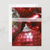 Het portret van Red Baubles "Merry Kerstmis" Feestdagenkaart (Voorkant / Achterkant)