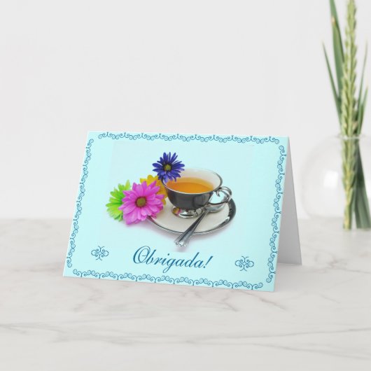 Het Portugees: Obrigado/dankt u Bedankkaart (Voorkant)