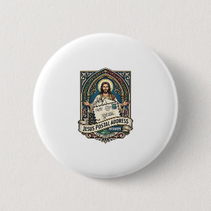 Het postadres van Jezus is de hemel Het postadres  Ronde Button 5,7 Cm