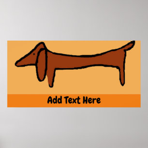 Het Poster Dachshund, geeft tekst uit,