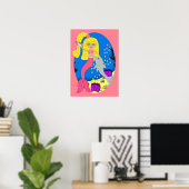 Het Poster Roze zeemeermin en Dolphin (Thuiskantoor)