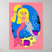 Het Poster Roze zeemeermin en Dolphin (Voorkant)