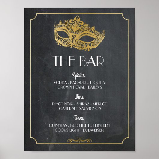 Het Poster van de Bar Masquerade Sign Wedding Rece (Voorkant)
