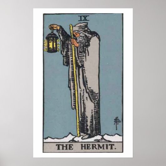 Het Poster van de Kaart Hermit Tarot (Voorkant)