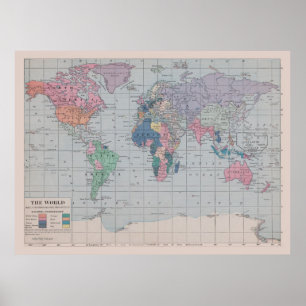 Het Poster van de oude wereld -  kaart