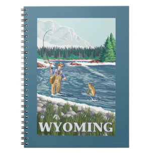 Het Poster van de Reis van FishermanWyomingVintage Notitieboek