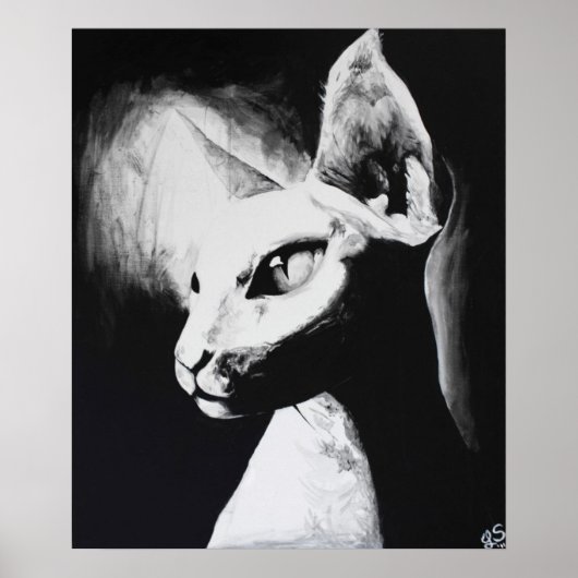 Het Poster van de Sphynx Cat Feline Originele Kuns (Voorkant)