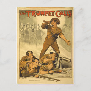 Het Poster van de Vraag van de Trompet  WW1 Briefkaart