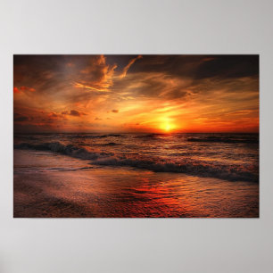 Het Poster van het Strand van de zonsondergang