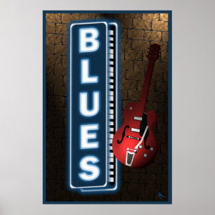 Het Poster van het Teken van het Neon van blauw