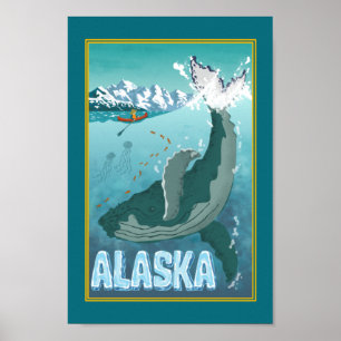 Het  Poster voor de walvisvaart op de Alaskan