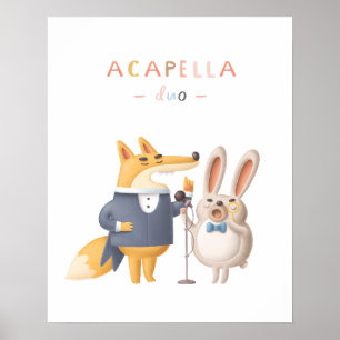 Het Poster Woodland Animal Acapella Duo Nursery