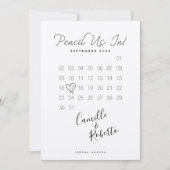 Het potlood in kalender Moderne Minimale Paar Foto Save The Date (Voorkant)