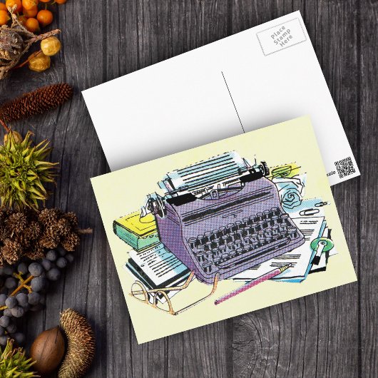 Het potlood van het Schrijfmachine van de Schrijfm Briefkaart