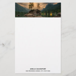 Het prachtige bergmeer in de Evening Foto Briefpapier